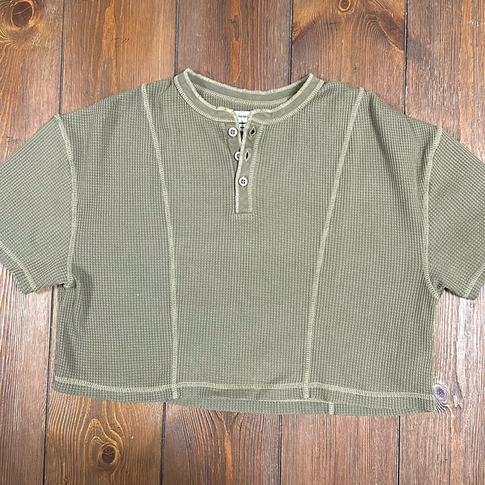 Urban Outfitters Cropped Waffle Knit Tee